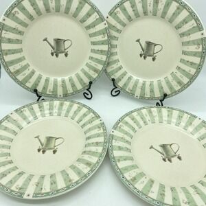 Pfaltzgraff Naturewood Set Of 4 Salad Plates 8" Vintage Green Stripe USA
